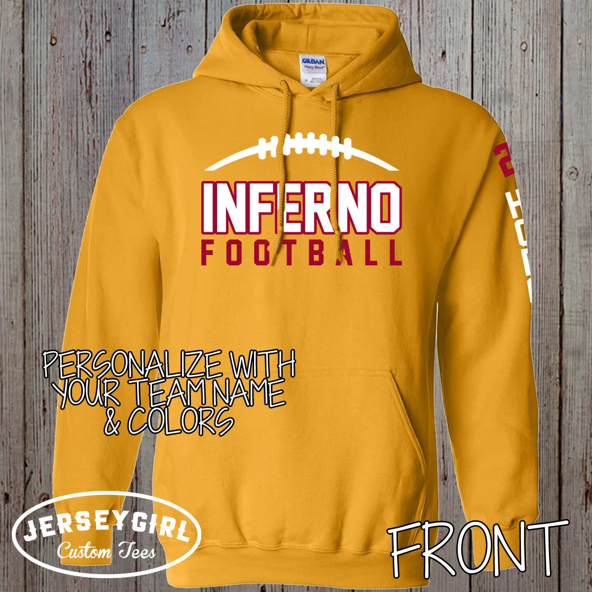 custom football hoodie with name & number