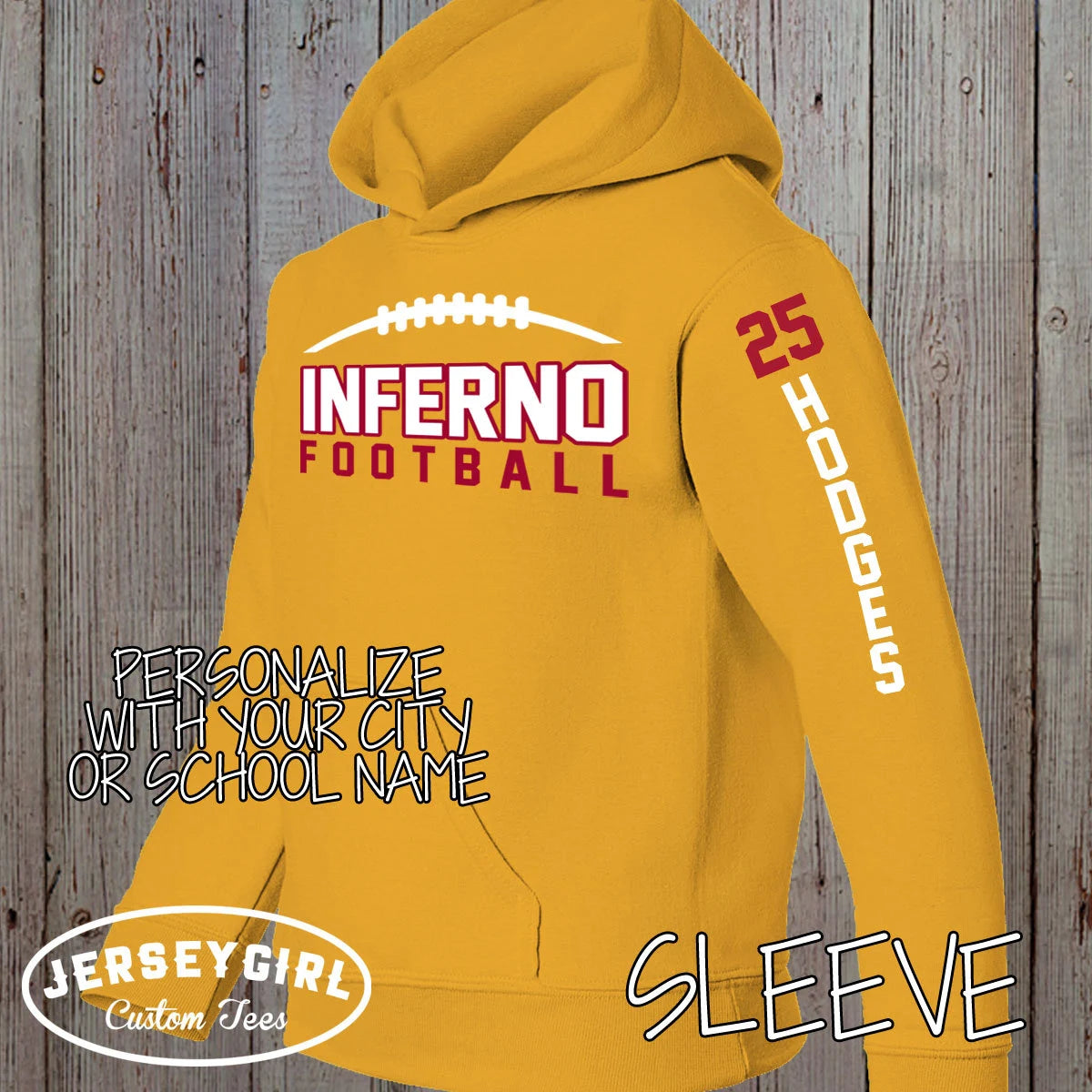 custom football hoodie with name & number