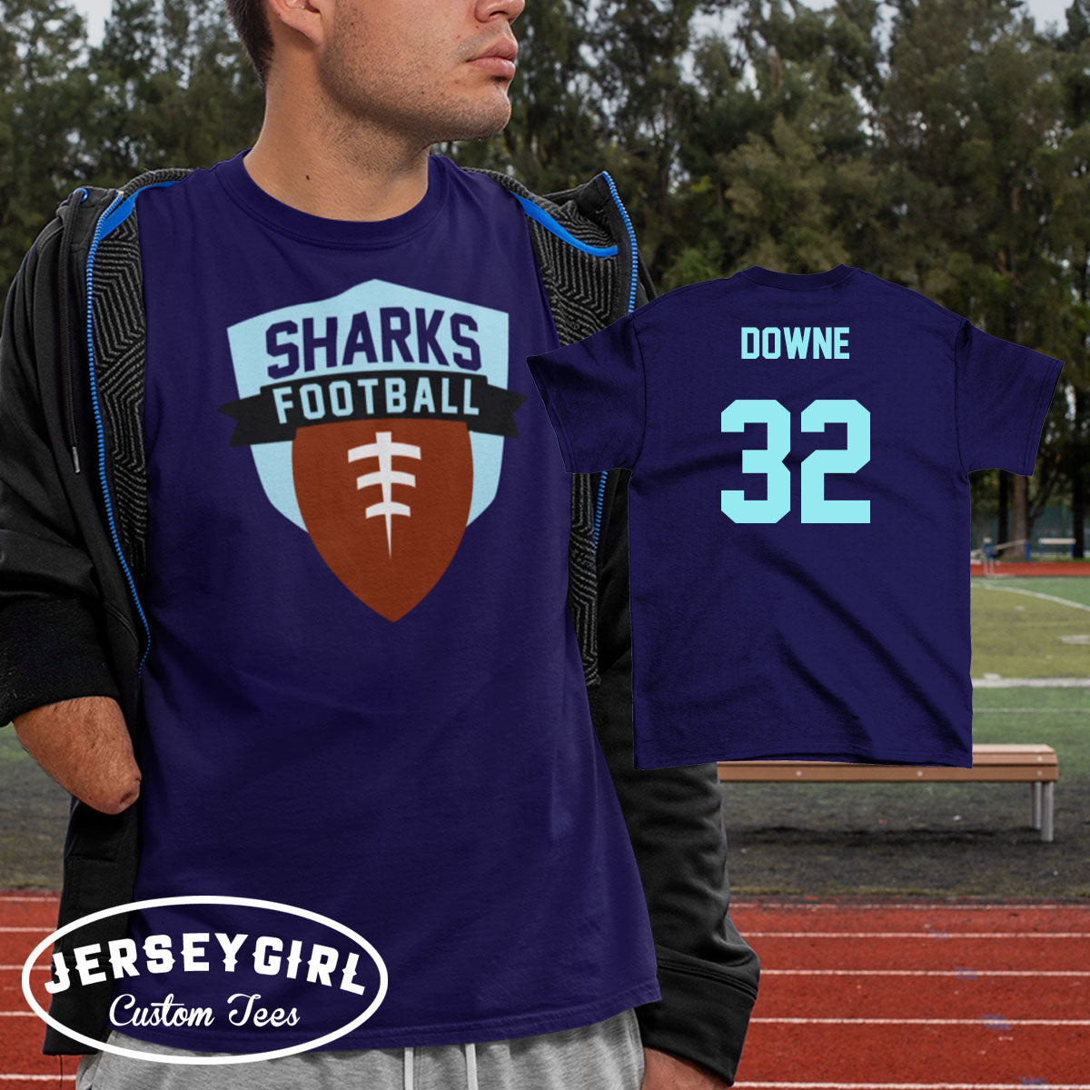 custom football team shirt with name & number