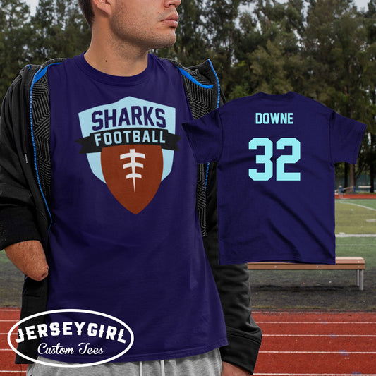 custom football team shirt with name & number