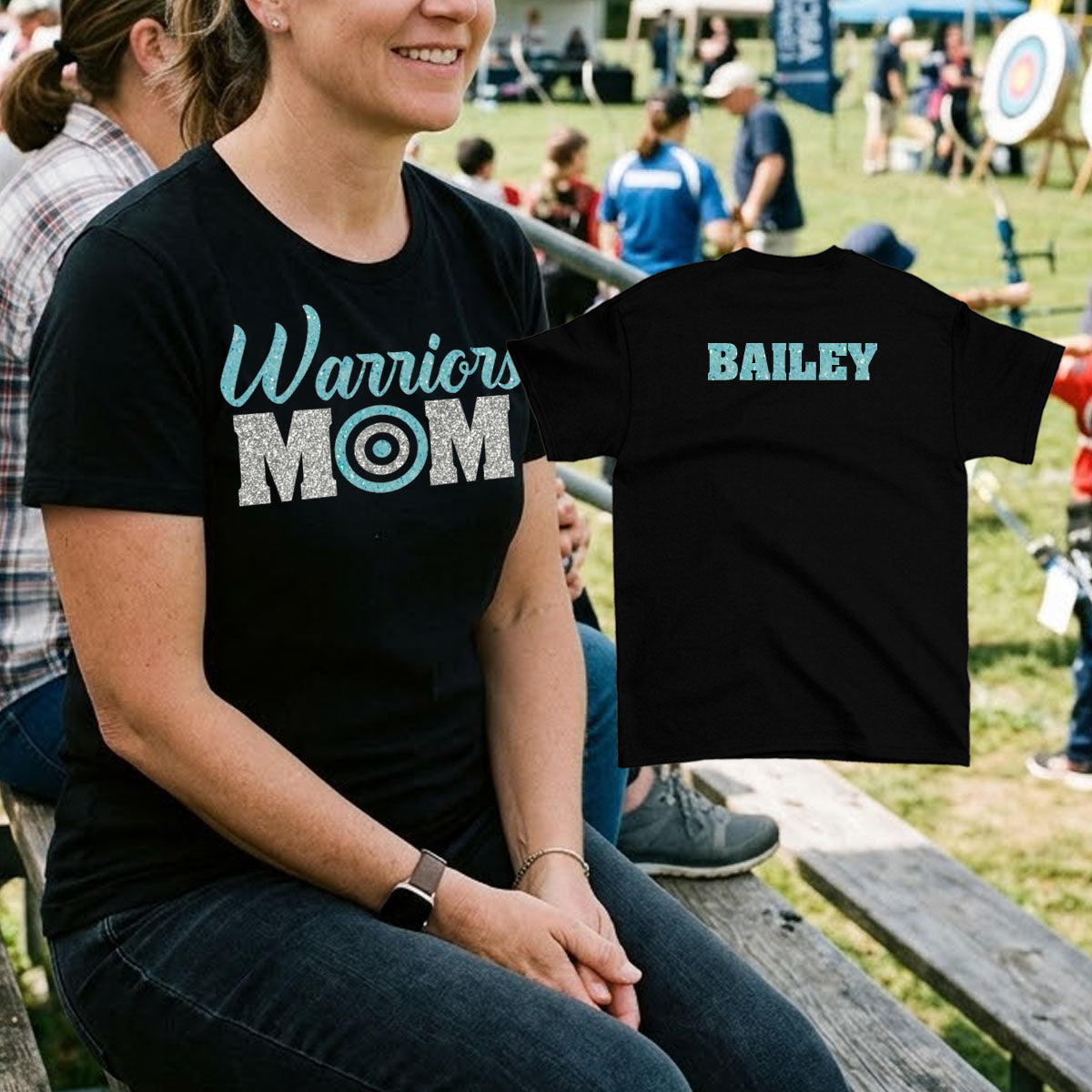 custom glitter archery mom shirt