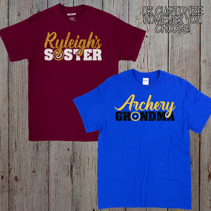 custom glitter archery mom shirt