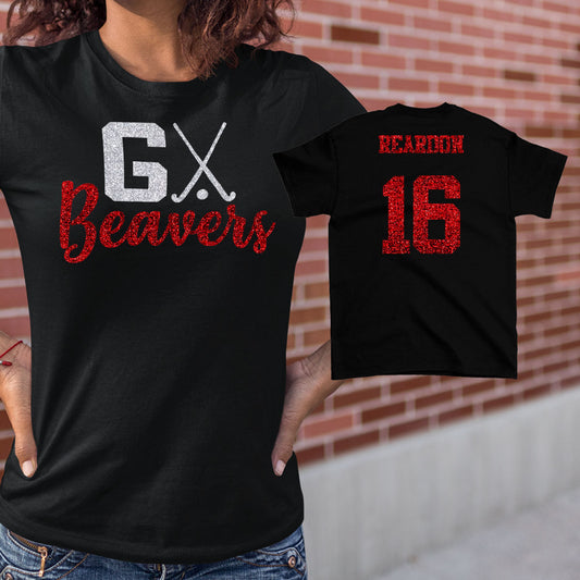 glitter go team field hockey shirt