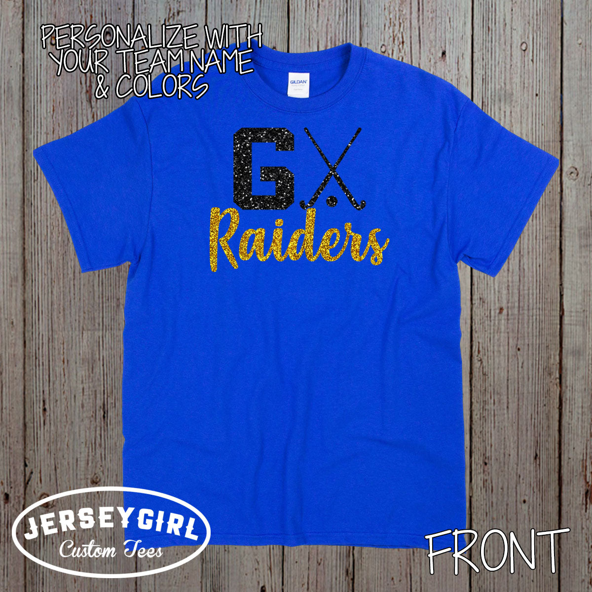 glitter go team field hockey shirt