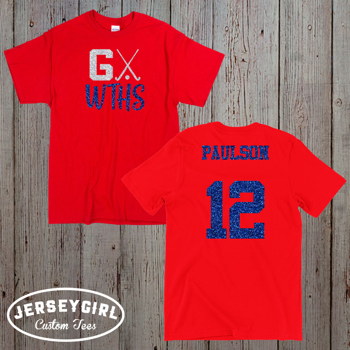 glitter go team field hockey shirt