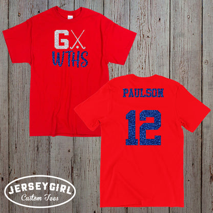 glitter go team field hockey shirt
