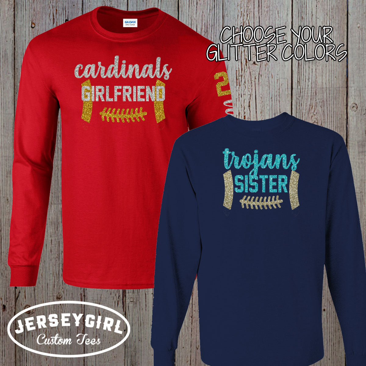 glitter football mom long-sleeve shirt