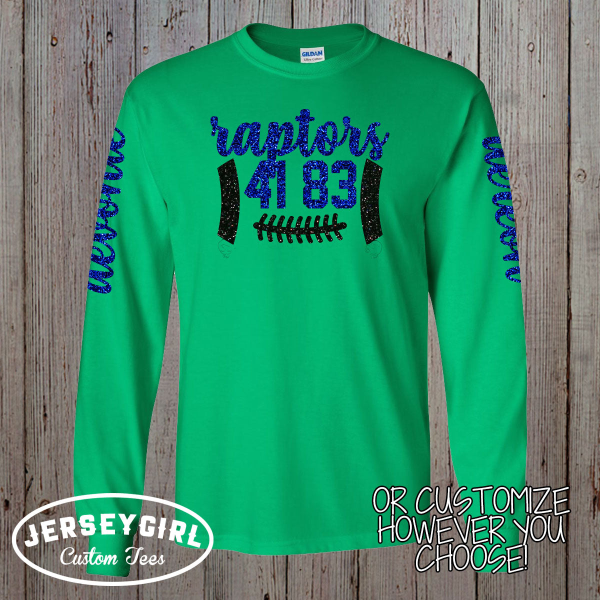 glitter football mom long-sleeve shirt