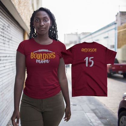 glitter football mom shirt with name & number