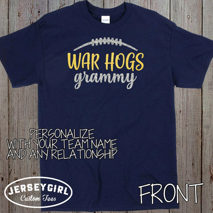 glitter football mom shirt with name & number