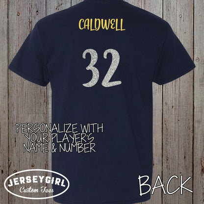 glitter football mom shirt with name & number