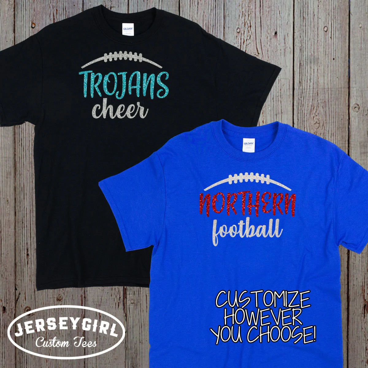 glitter football mom shirt with name & number