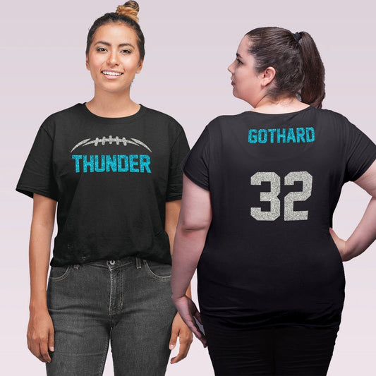 glitter football shirt with team name