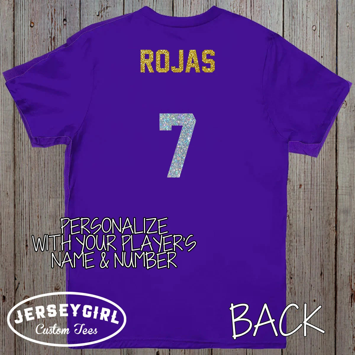 glitter football shirt with team name