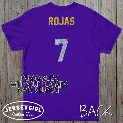 glitter football shirt with team name