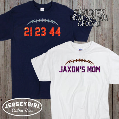 glitter football shirt with team name