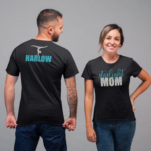 custom glitter gymnastics parent shirts