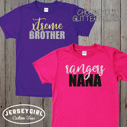 custom glitter gymnastics parent shirts