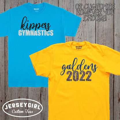 custom glitter gymnastics parent shirts