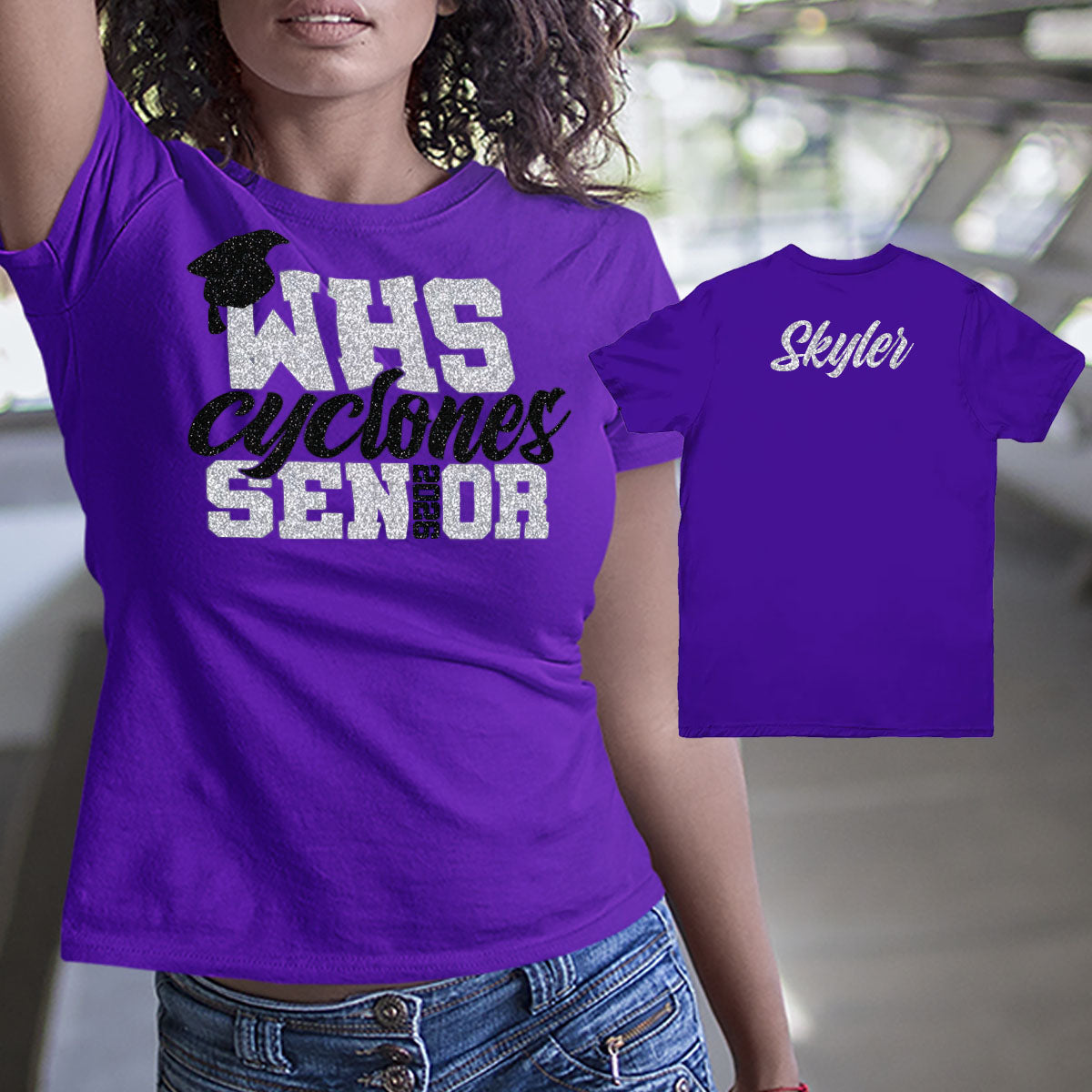 custom glitter high school senior shirts