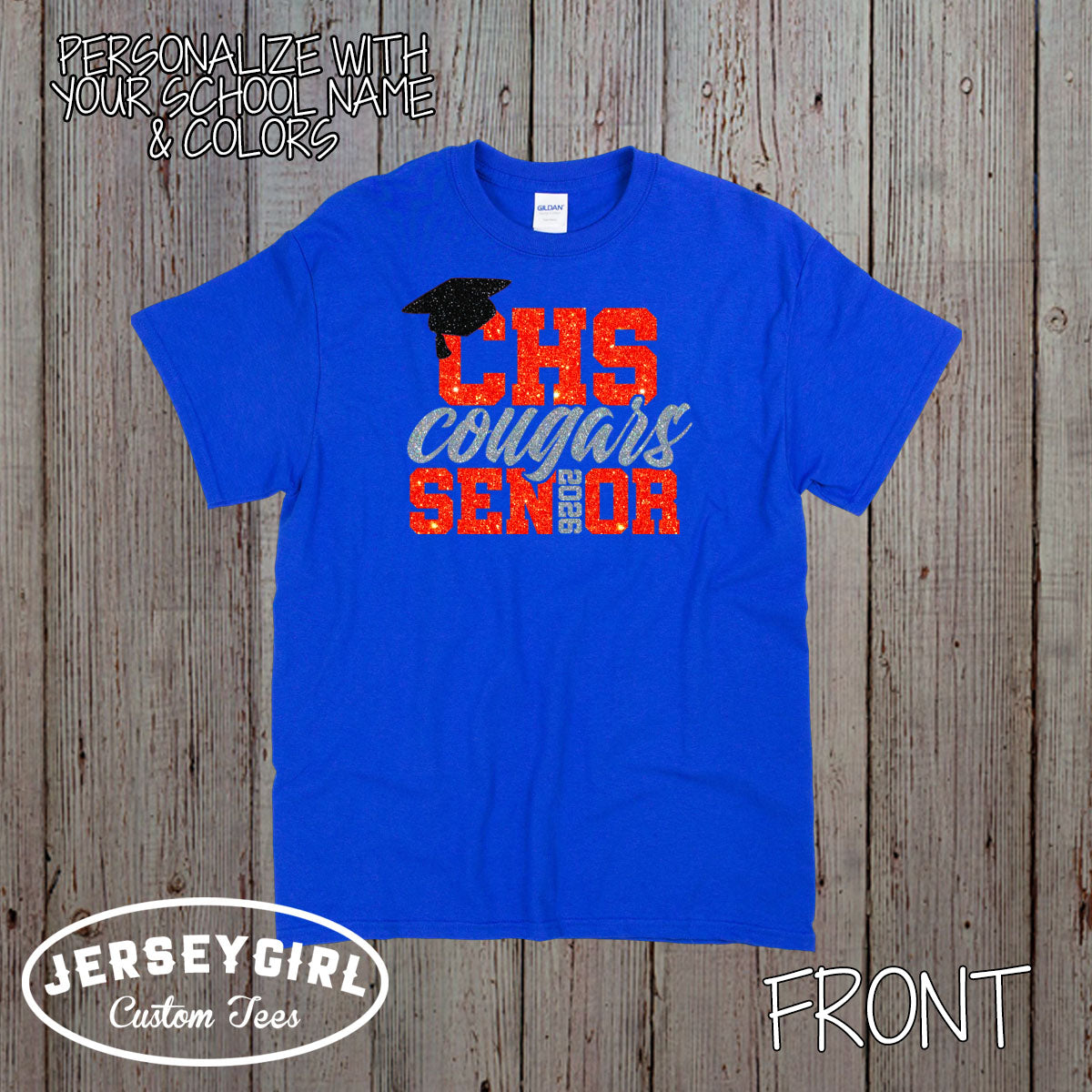custom glitter high school senior shirts