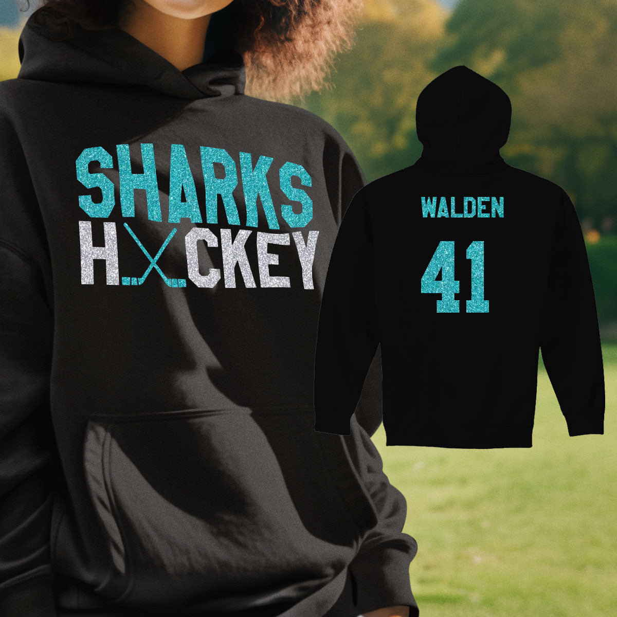 custom glitter hockey sweatshirt