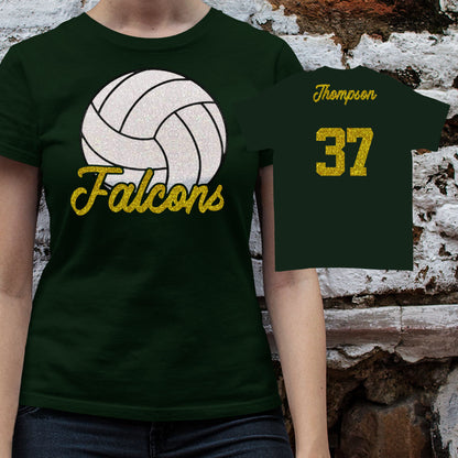 custom glitter volleyball shirt with name & number