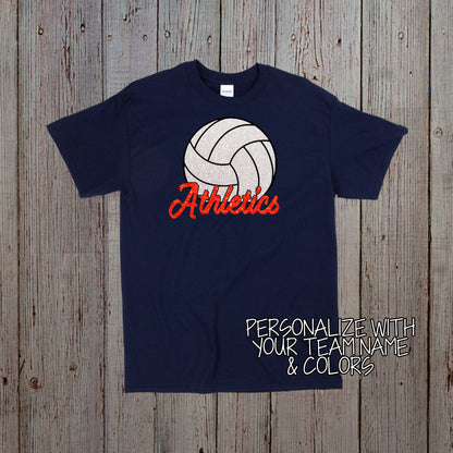custom glitter volleyball shirt with name & number