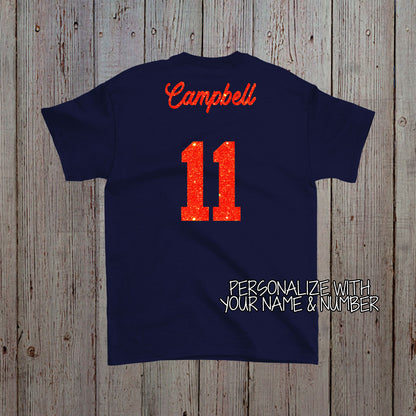 custom glitter volleyball shirt with name & number