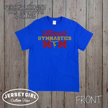 glitter gymnastics mom t-shirt 