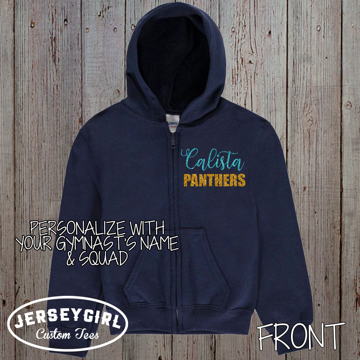 personalized gymnastics zip up hoodie