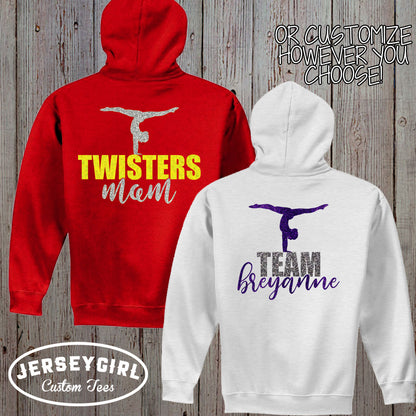 personalized gymnastics zip up hoodie