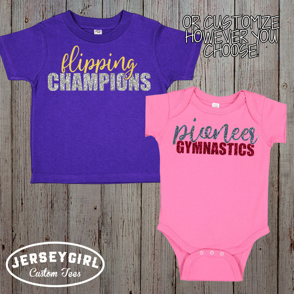 custom glitter gymnastics sibling shirt