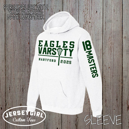 custom lacrosse hoodie with name and number on sleeve