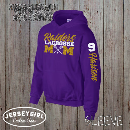custom lacrosse mom sweatshirt with name and number