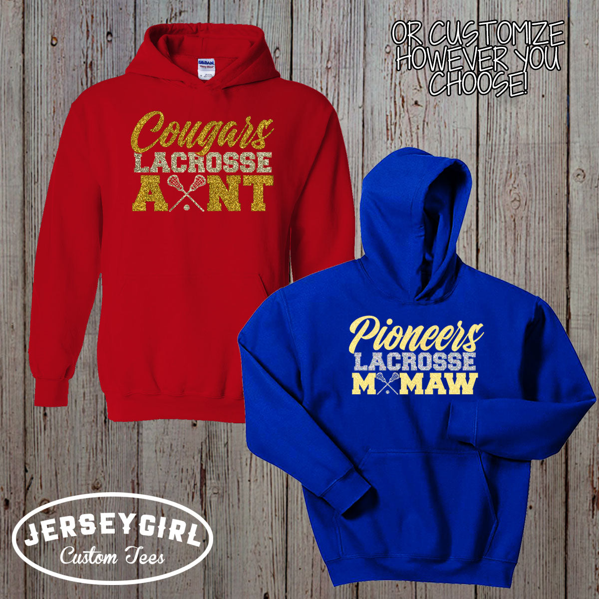 custom lacrosse mom sweatshirt with name and number