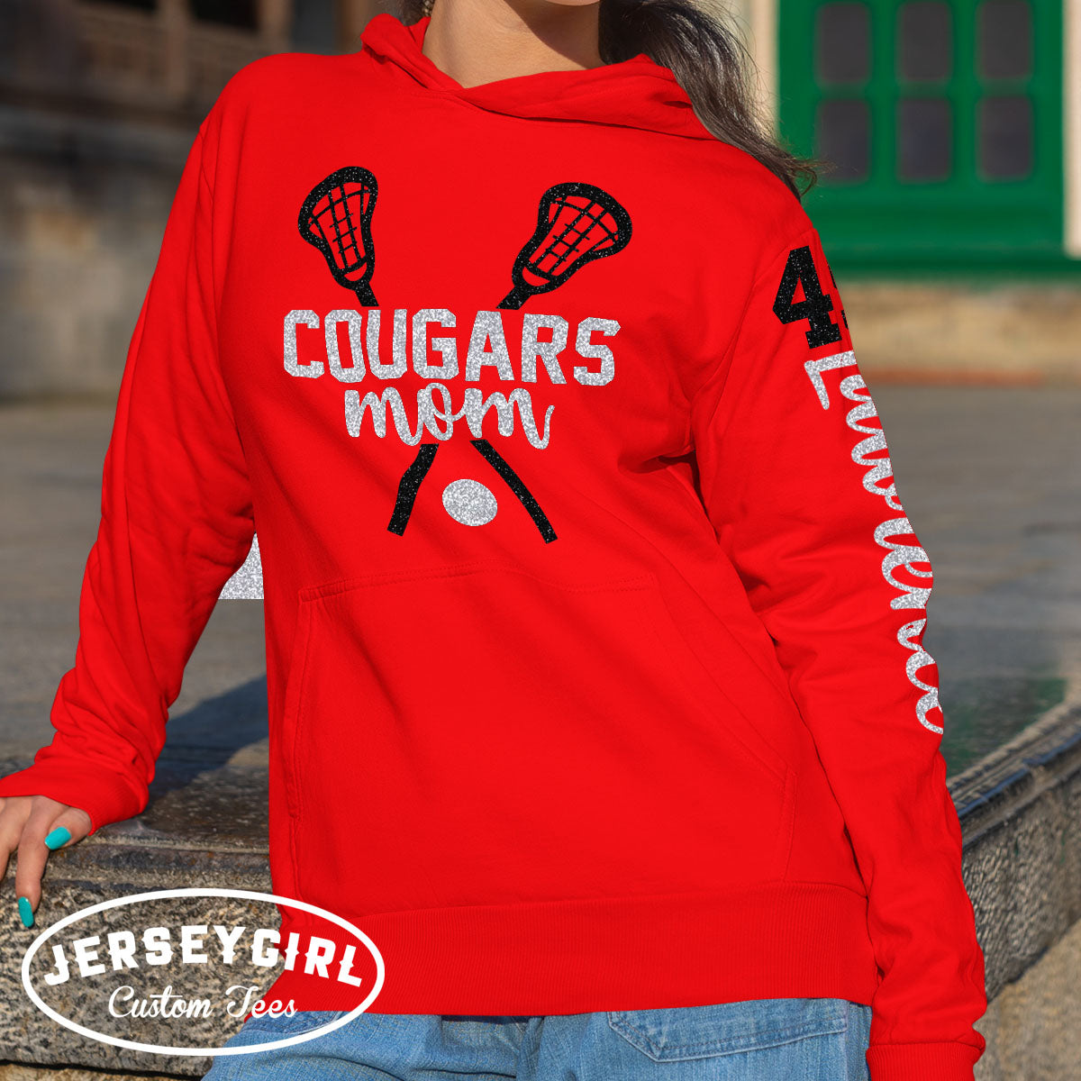 Custom Glitter Lacrosse Mom Sweatshirt