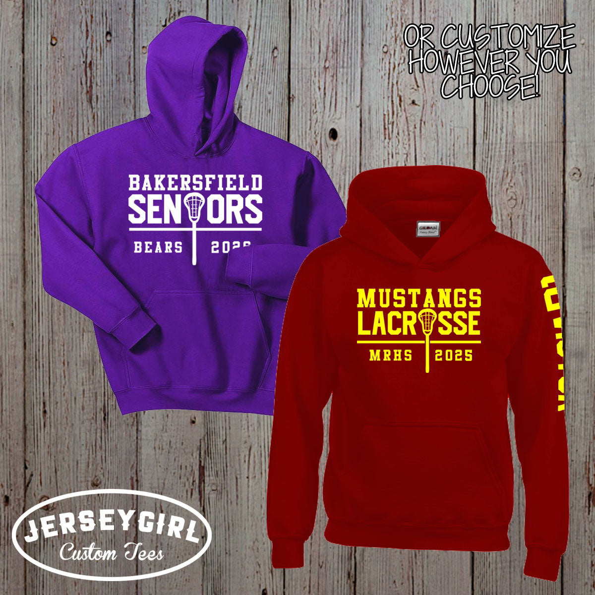 personalized lacrosse hoodie with name and number on sleeve