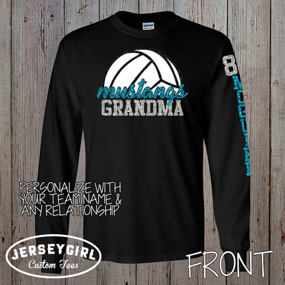 Long Sleeve Glitter Volleyball Mom Shirt