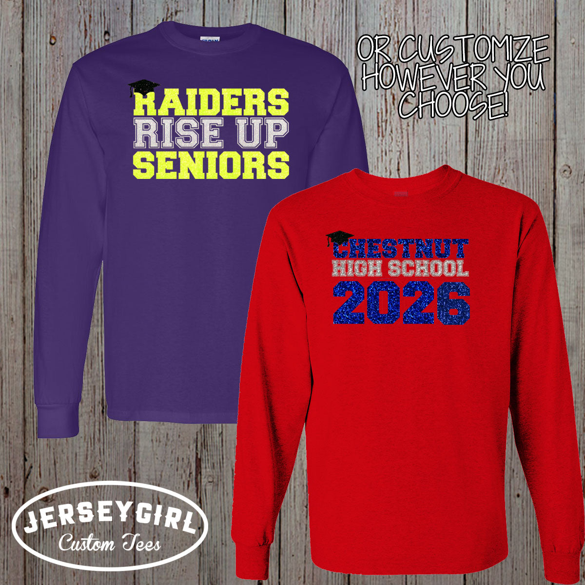 glitter long sleeve senior shirts
