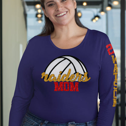 long sleeve glitter volleyball mom shirt