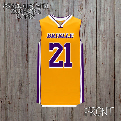 custom purple and yellow basketball jersey