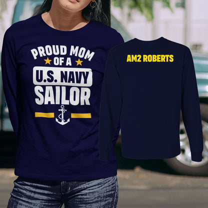 custom Proud Mom of a US Sailor long-sleeve shirt