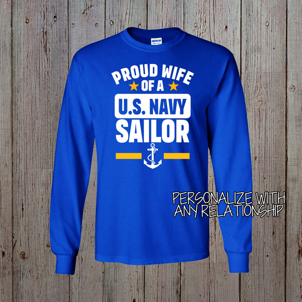 custom Proud Mom of a US Sailor long-sleeve shirt