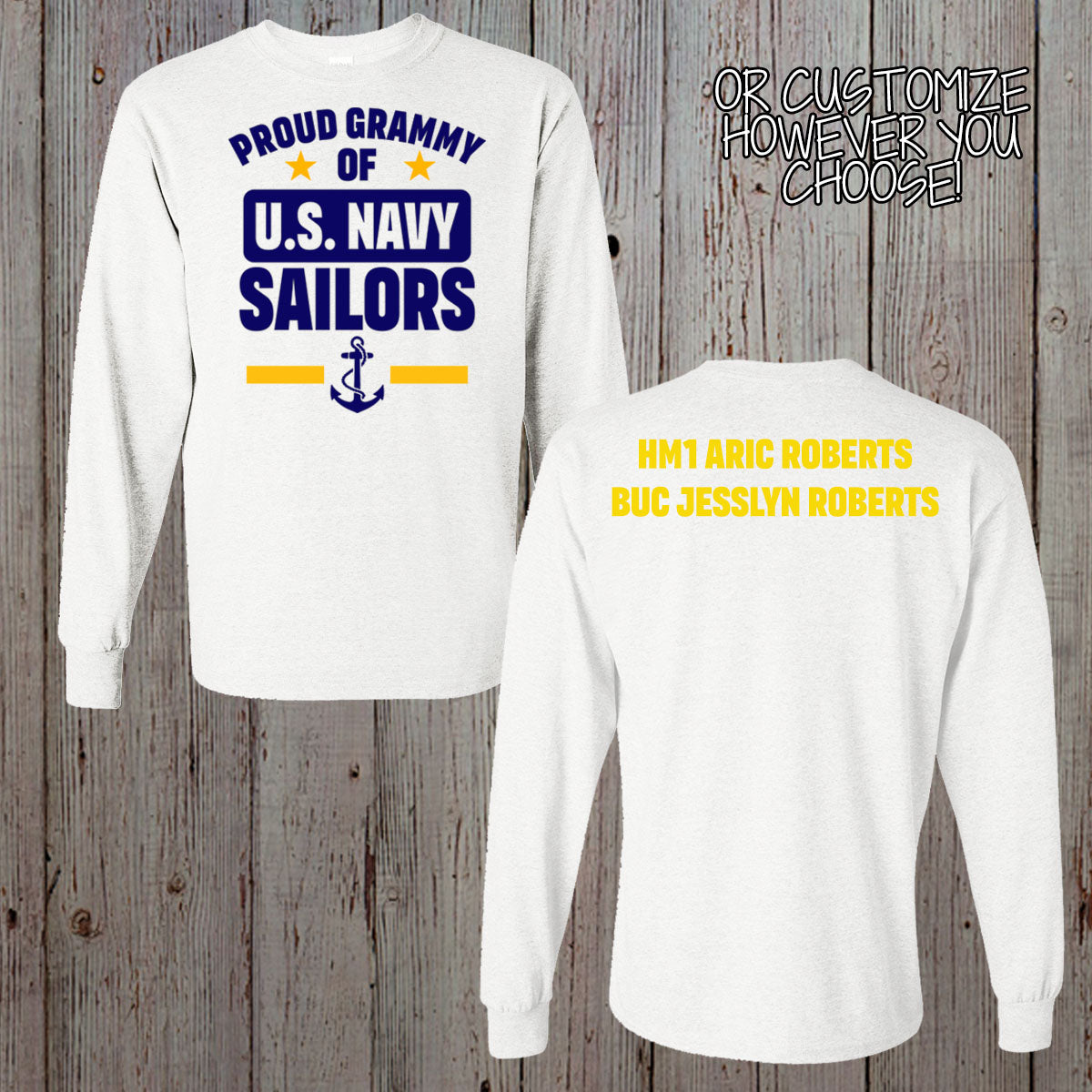 custom Proud Mom of a US Sailor long-sleeve shirt