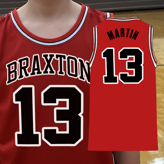 custom red basketball jersey