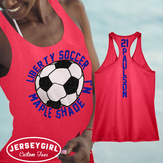custom glitter soccer tank top