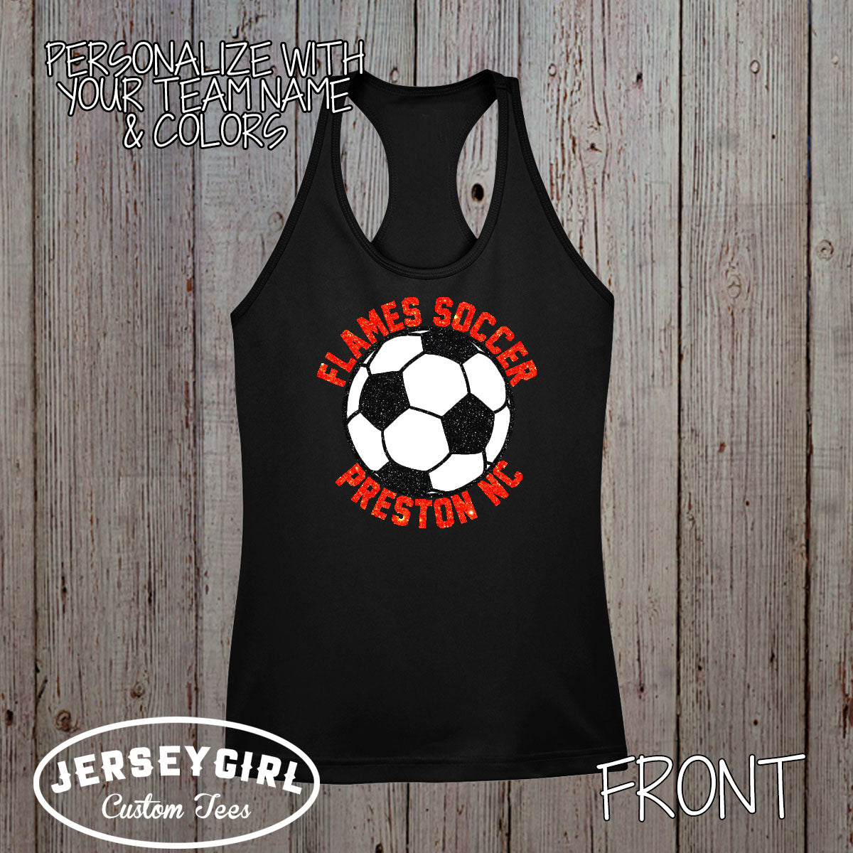 custom glitter soccer tank top