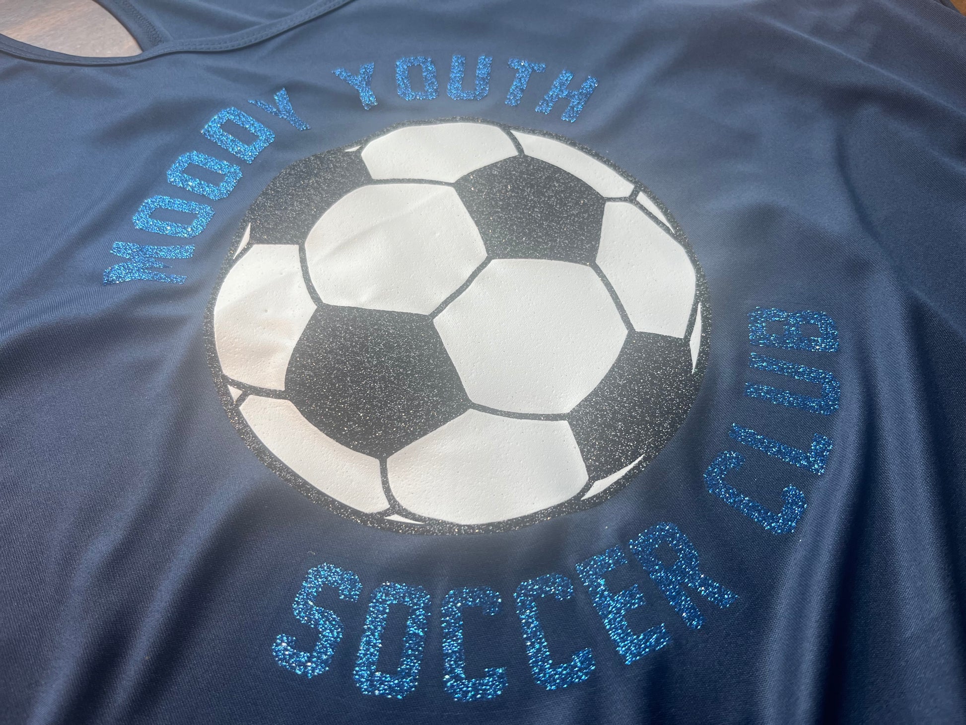 custom glitter soccer tank top