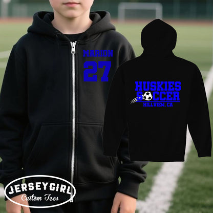 custom soccer zip-up hoodie